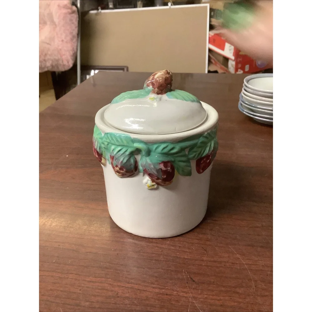 Vintage Jelly Jar Strawberry Hand Painted